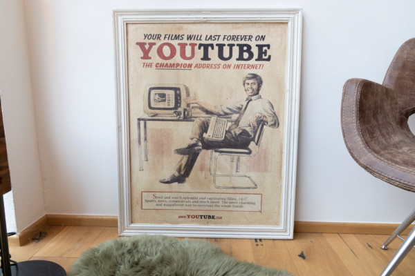 Wandbild Vintage "Youtube" 71x92x3,5 cm, Druck auf Holz