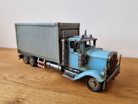 Oldtimer "Truck blau/grau", ca. 29 x 10 x 12 cm, Handmade, Eisen